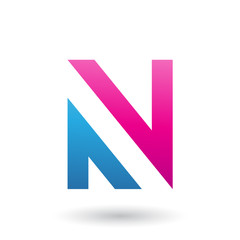 Magenta and Blue V Shaped Icon for Letter N Illustration