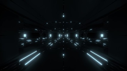 dark futuristic scifi tunnel corridor 3d illustration wallpaper background