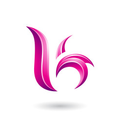 Fototapeta premium Magenta Glossy Leaf Shaped Letter B or K Illustration