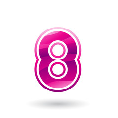 Magenta Round Icon for Number 8 Illustration