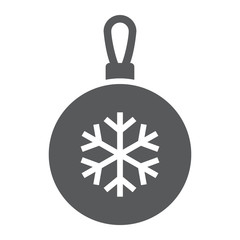 Fototapeta premium Christmas tree ball glyph icon, party and new year, glass toy sign, vector graphics, a solid pattern on a white background.