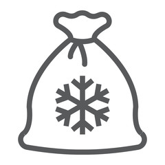 Santa bag line icon, christmas and gift, christmas sack sign, vector graphics, a linear pattern on a white background.