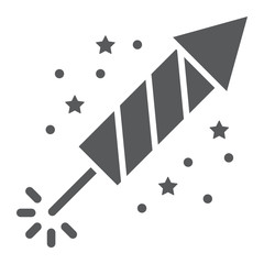 Christmas firework glyph icon, party and new year, firecracker sign, vector graphics, a solid pattern on a white background.