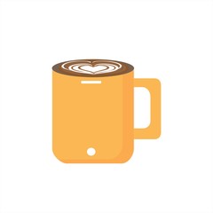 a cup of coffee latte art mix vector logo and icon