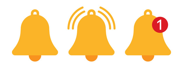 Orange notification bell icons vector illustration