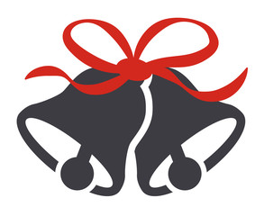 Christmas bells symbol red ribbon vector illustration
