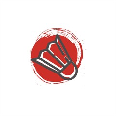 shuttlecock paint brush for badminton team or competition logo and vector icon