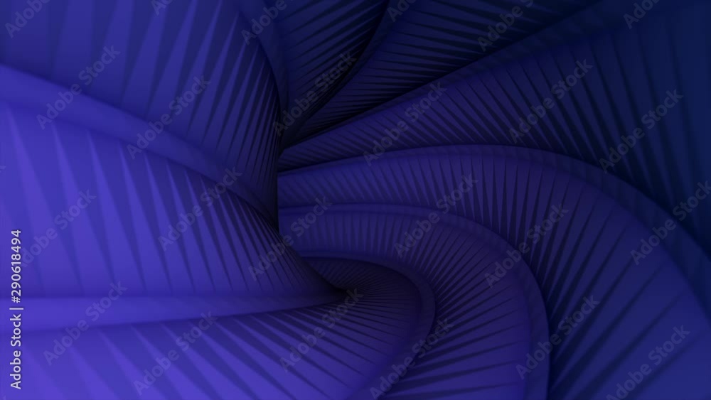 Aufkleber moving slowly through colorful twisted tunnel with convex longitudinal stripes, seamless loop. anima