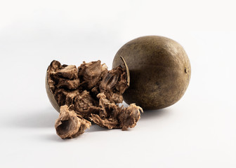 dried monk fruit - luo han guo on white background