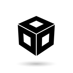 Monochrome Black Square Cube Illustration