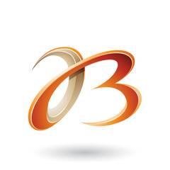 Orange and Beige 3d Curly Letters A and B Illustration