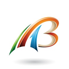 Orange and Beige Flying Dynamic 3d Letters A and B Illustration
