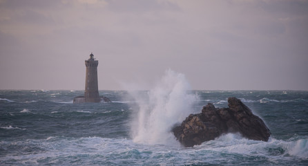 Tempête phare du Four presqu'ile Saint Laurent Porspoder Finistère Bretagne France