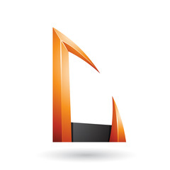 Orange and Black Arrow Shaped Letter C Illustration