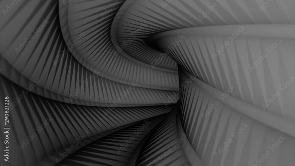 Aufkleber view inside the grey tunnel turning right, seamless loop. animation. moving in the monochrome tunnel