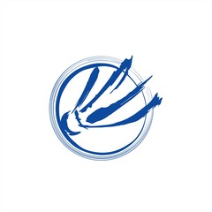 blue shuttlecock paint brush for team sport or badminton competition logo and vector icon