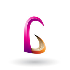 Orange and Magenta 3d Horn Like Letter G Illustration