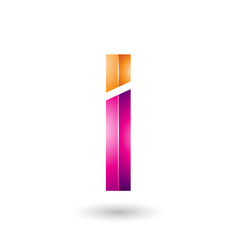 Orange and Magenta Rectangular Glossy Letter I