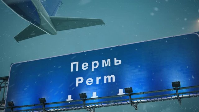 Airplane Takeoff Perm in Christmas