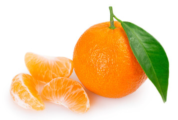 Fresh mandarin on white background