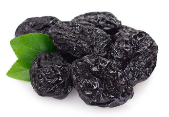 Prunes on white background