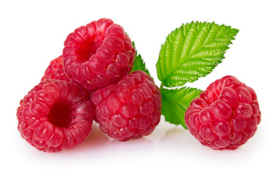 Fresh raspberry on white background