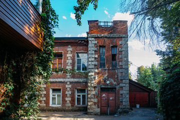 Old red brick house in historical part of Voronezh