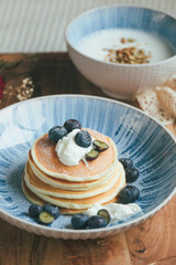 blueberry pancakes and oats meal for breakfast (homemade)