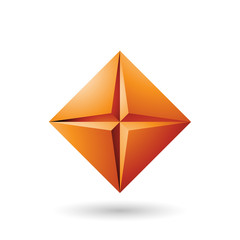 Orange Diamond Icon with a Star Shape Illustration