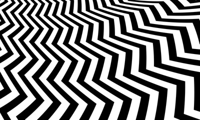 Abstract black and white optical illusion vector design. Striped monochrome backdrop.