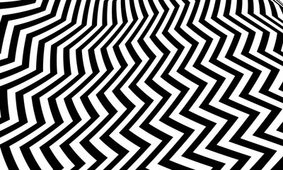 Abstract black and white optical illusion vector design. Striped monochrome backdrop.
