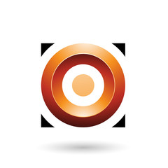 Orange Glossy Circle in a Square Illustration