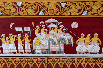 Wall Mural at the Temple of the Sacred Tooth Relic (Dalada Maligawa), Kandy, Sri Lanka