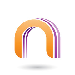 Orange Layered Icon for Letter N Illustration