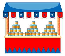 Vendor design with cans and flags