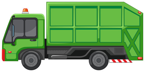 Garbage truck in green color