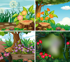 Set of background scene with nature theme