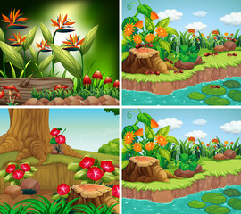 Set of background scene with nature theme