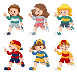 Set of isolated boys and girls
