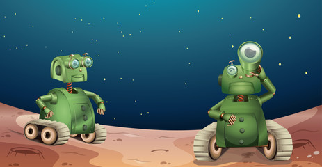 Alien robots on planet