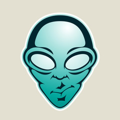 Persian Green Alien Head Cartoon Icon Illustration