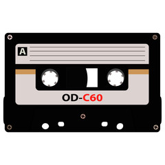 images of retro cassettes, old music, isolate on a white background