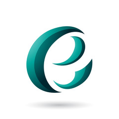 Persian Green Crescent Shape Letter E Illustration