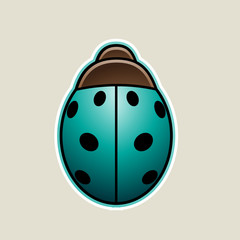 Persian Green Cartoon Ladybug Icon Illustration