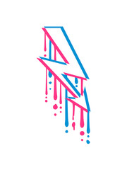 graffiti tropfen 3d elektrisch blitz strom energie starkstrom achtung vorsicht gefahr schild symbol zeichen elektriker arbeiter kabel donner ladung batterie clipart design cool