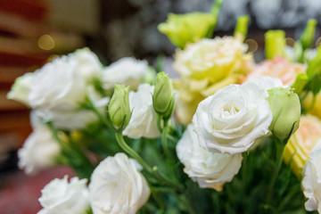 Selective focus of Bouquet  colorful roses