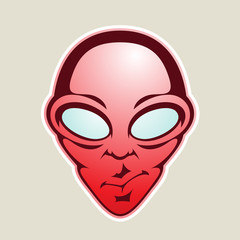 Red Alien Head Cartoon Icon Illustration