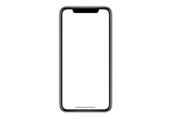 Studio shot of Smartphone iphoneX with blank white screen for Infographic Global Business Marketing investment Plan, mockup model similar to iPhone 11 Pro Max. - obrazy, fototapety, plakaty