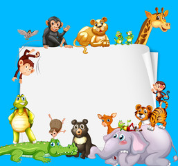 Border template design with cute animals