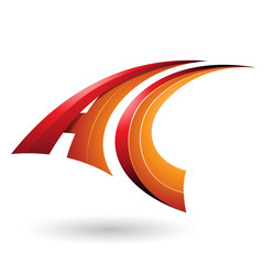 Red and Orange Dynamic Flying Letter A and C Illustration